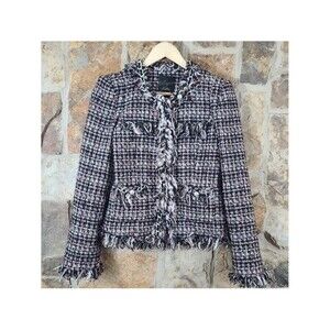 McGinn Black, Pink & Coral Tweed Fringe Jacket Nordstrom